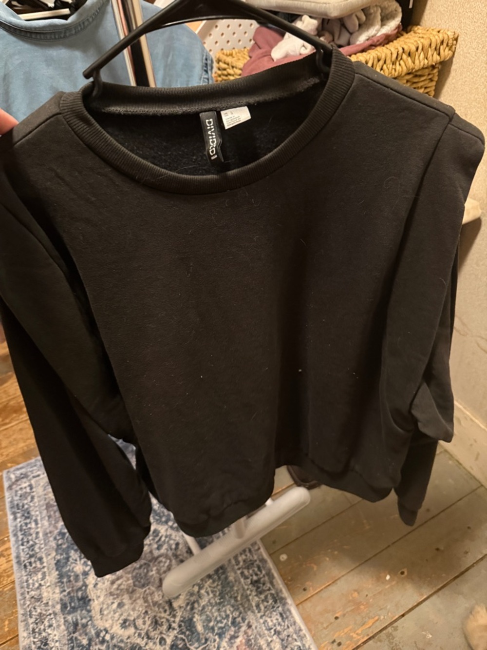 Divided Black Crewneck Sweatshirt - Minimal Pullover